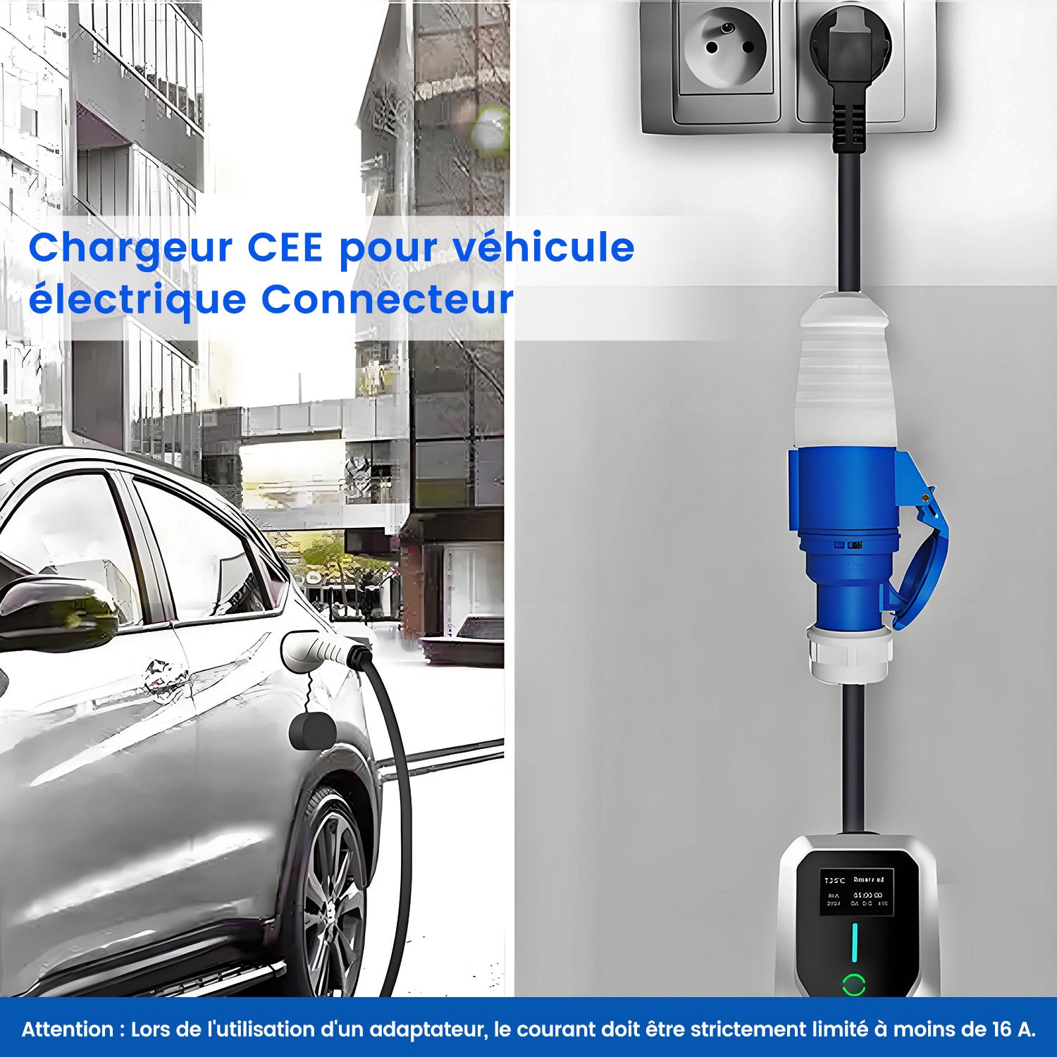 AWESAFE Carregador Portátil para Veículos Elétricos 7 kW 32A Monofásico Tipo 2 - Cabo de 5m com tomada Schuko, Certificação IEC62196 & IP67 - 9