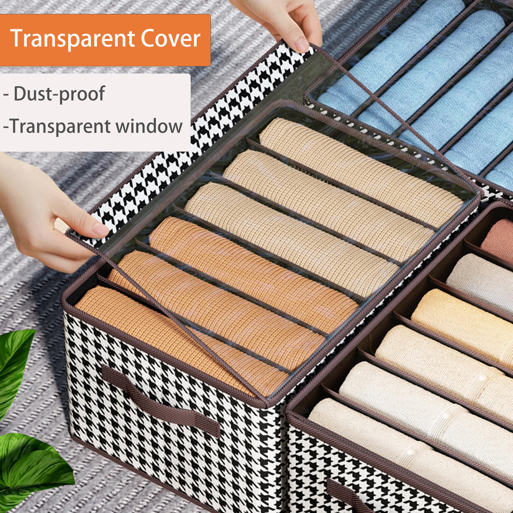 Coffret de rangement et de rangement en tissu 3 pièces, séparateurs de tiroirs à vêtements, boîtes de rangement pliables (6 couches) - 4