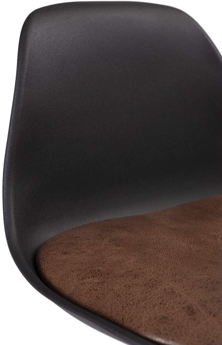 Lote 2 taburetes bar SIG+, asiento con respaldo pequeño y cojín polipiel efecto vintage, giratorios y altura regulable (negro/marrón) - 4