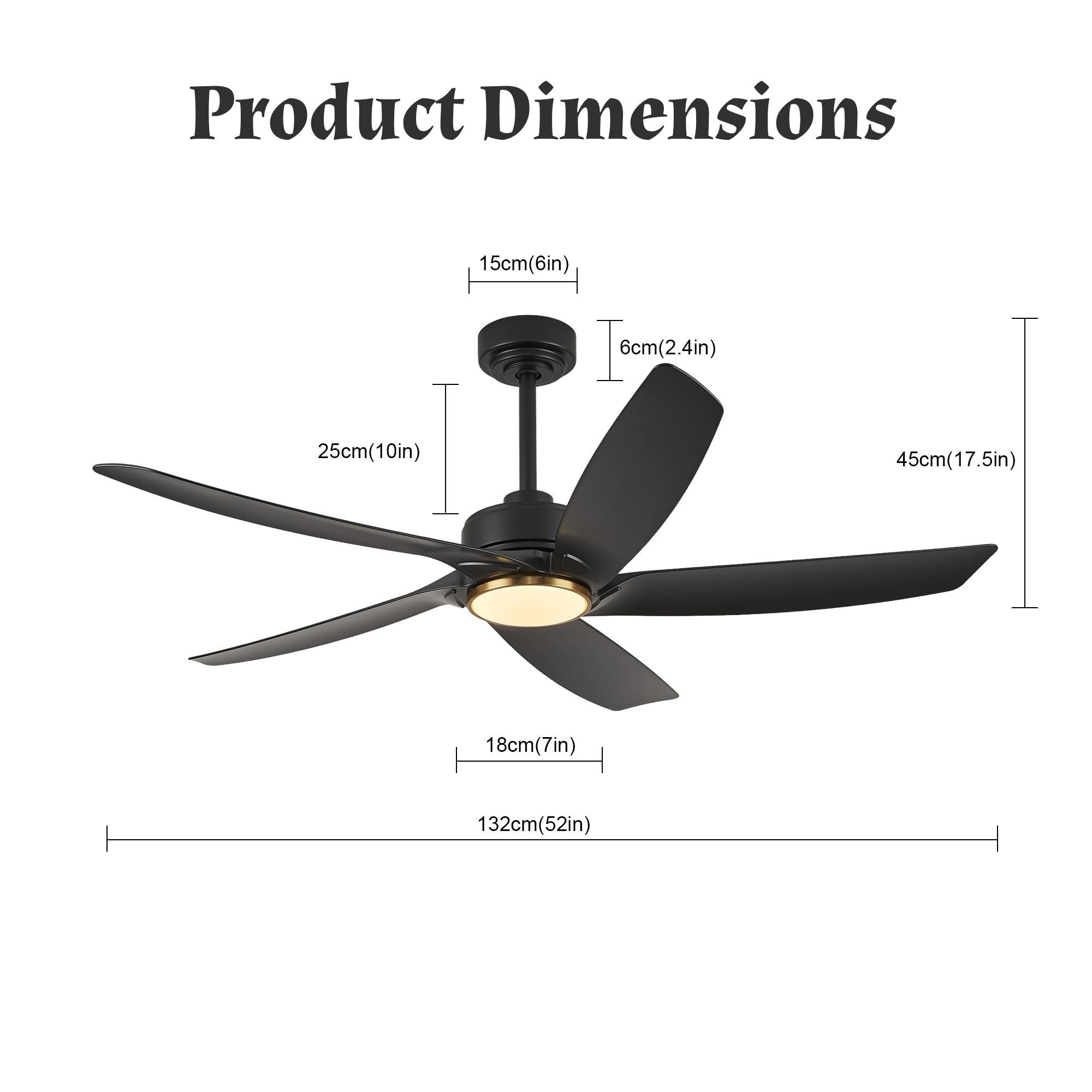 Ventilateur Plafond 132cm Moderne avec LED, Télécommande APP, 6 Vitesses, Réversible, Mode Veilleuse - 3