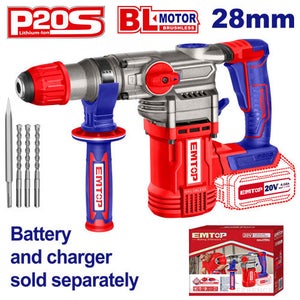 Marteau Perforateur Sans Fil FUXTEC 20V – 3 Fonctions (perçage, Percussion, Burinage) – 950 Coups/min – Livré Sans Batterie Ni Chargeur
