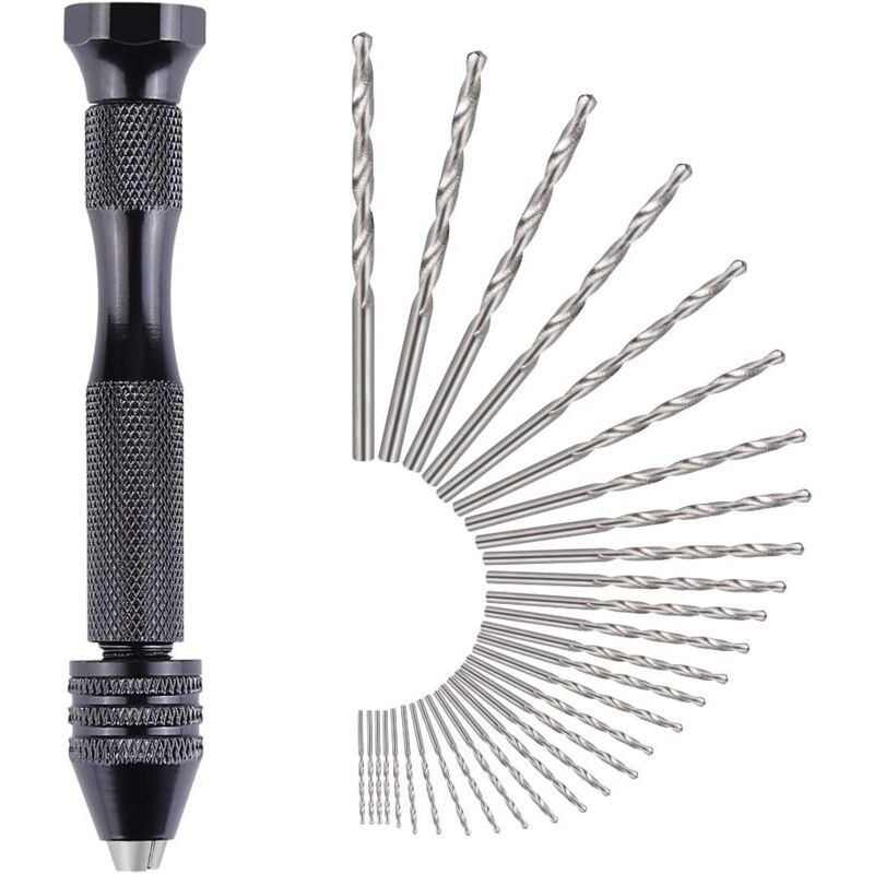 31 sztuk Wiertła Ręcznego Wiertła Kręte Mini Wiertarka Ręczna Precyzyjny Aluminiowy Uchwyt Bezkluczykowy 30 Wierteł Frez Kręty 0,3-3,0 mm