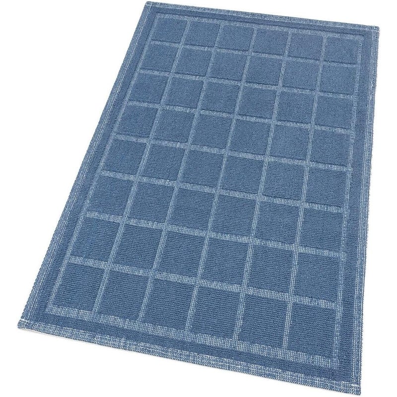 Dywanik Bawełniany Łazienka Kuchnia Sypialnia 70x130 Cm Tekstura 3D Miękki Niebieski