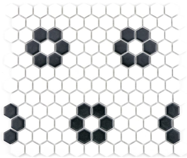 Mosaïque Carreau Céramique Échiquier Noir Blanc - 10 Plaques - Mur 22-0304-R10_f