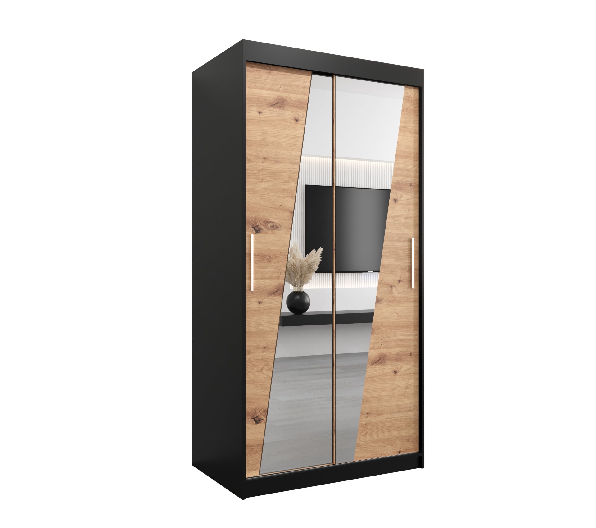 Szafa przesuwna garderoba RHOMB 100 x 62 x 200 cm Czarny + Artisan - Abiks Meble