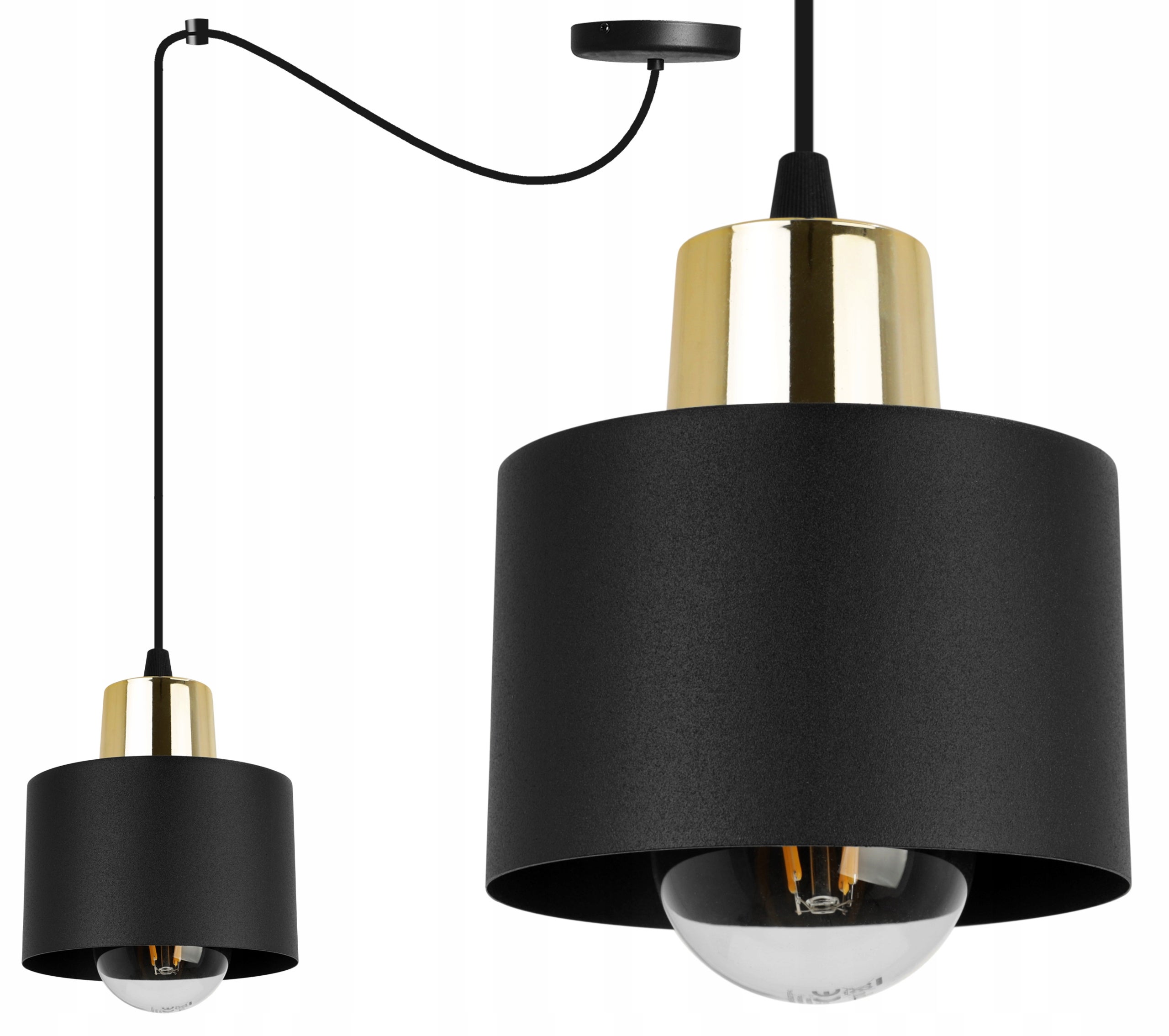 Lampa sufitowa wisząca Spider Panta modern 1xE27 abażur owalny czarny/złoty Light Home LH