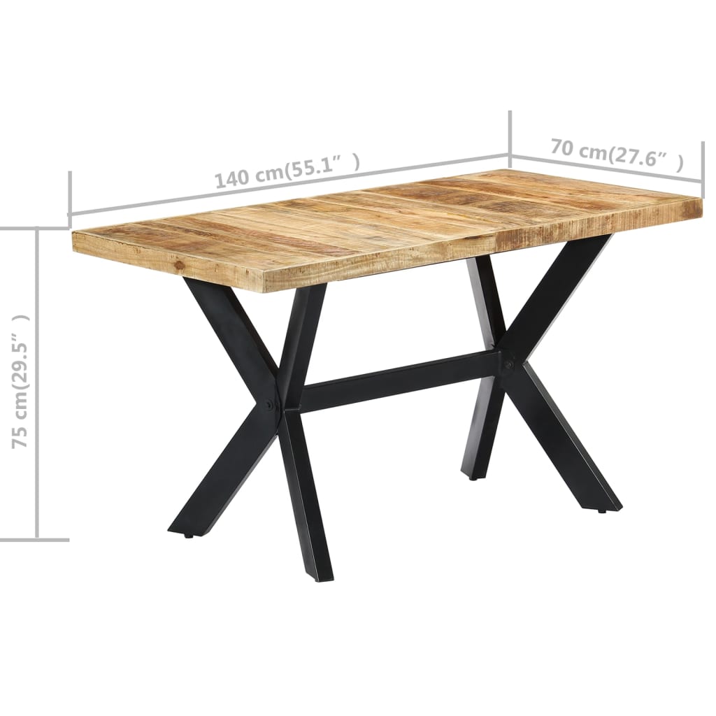 Table de salle à manger | Table à manger 140x70x75 cm Bois de manguier massif brut CFW85159 - 6