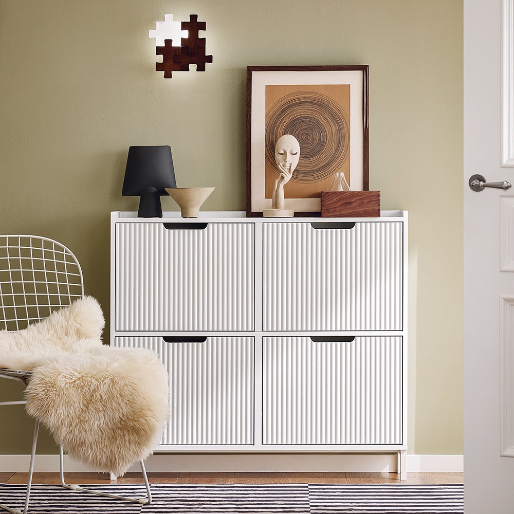 SoBuy Meuble à Chaussures Armoire à Chaussures, 4 Abattantes, 8 Paires, Blanc, FSR177-L-W - 2