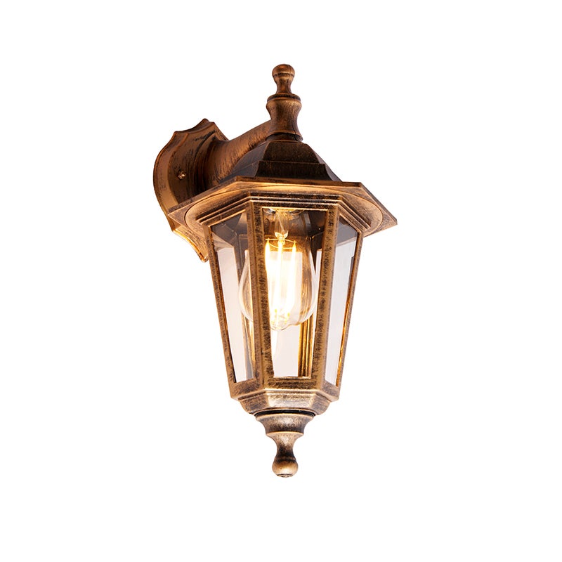 Antyczna lampa ścienna zewnętrzna złota IP44 - New Haven