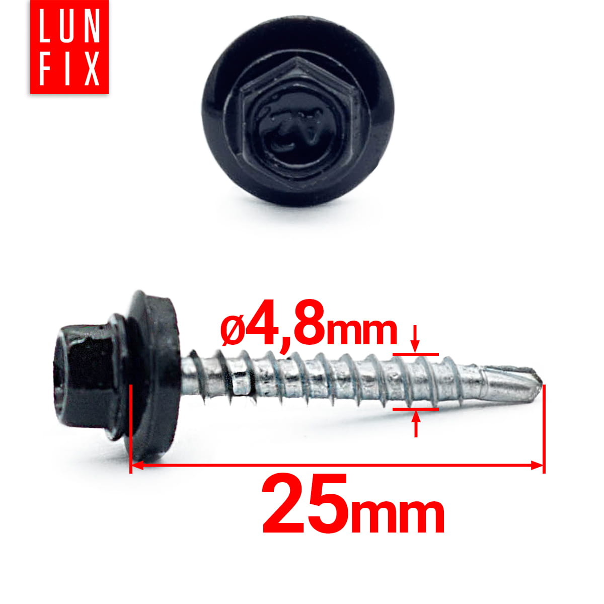 Blachowkręty wkręty farmerskie 4,8x25mm RAL905 czarny 250szt. - 2