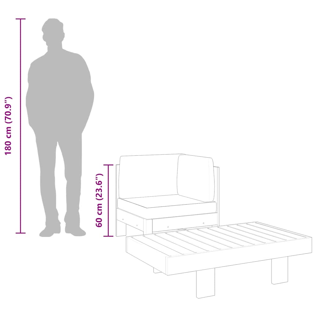 Maison Exclusive - Salon de jardin 2 pcs avec coussins blanc crème Bois d'acacia - 7