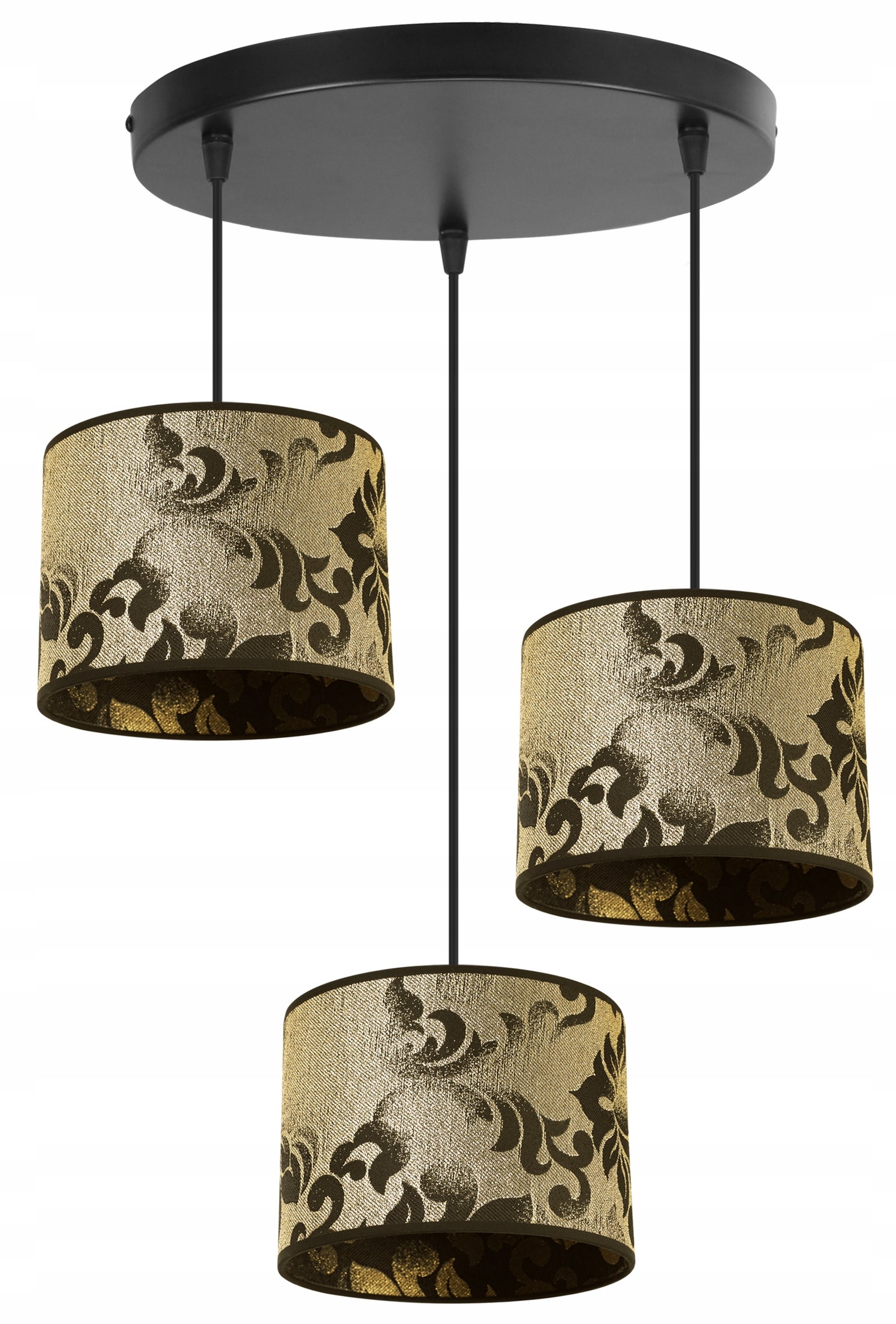 Lampa sufitowa wisząca boho Werona 3xE27 klosz owalny wzorzysty złoty Light Home LH