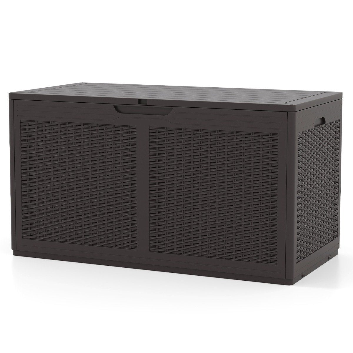 Coffre de rangement extérieur à roulettes, 380 L, étanche, marron ...