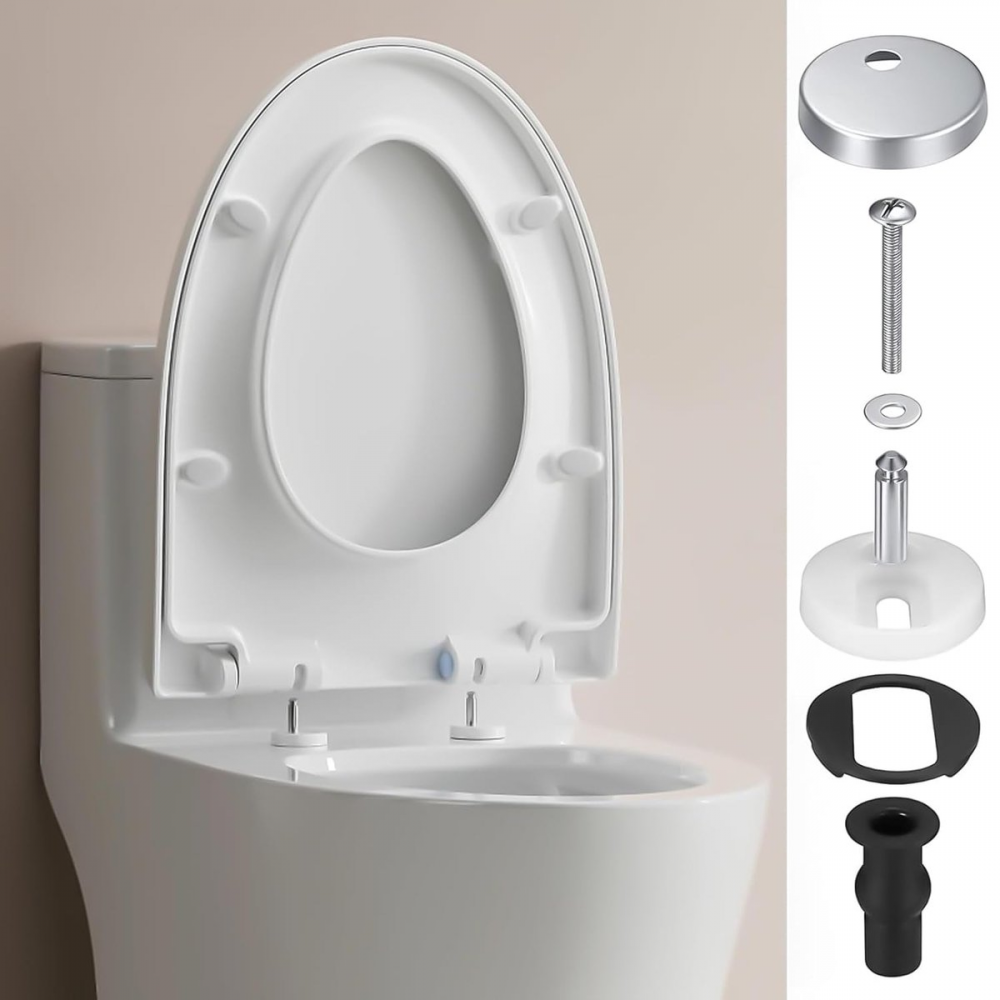 Ensemble de charnières universelles pour abattant WC - Acier inoxydable - Charnières de remplacement pour abattant WC - 7