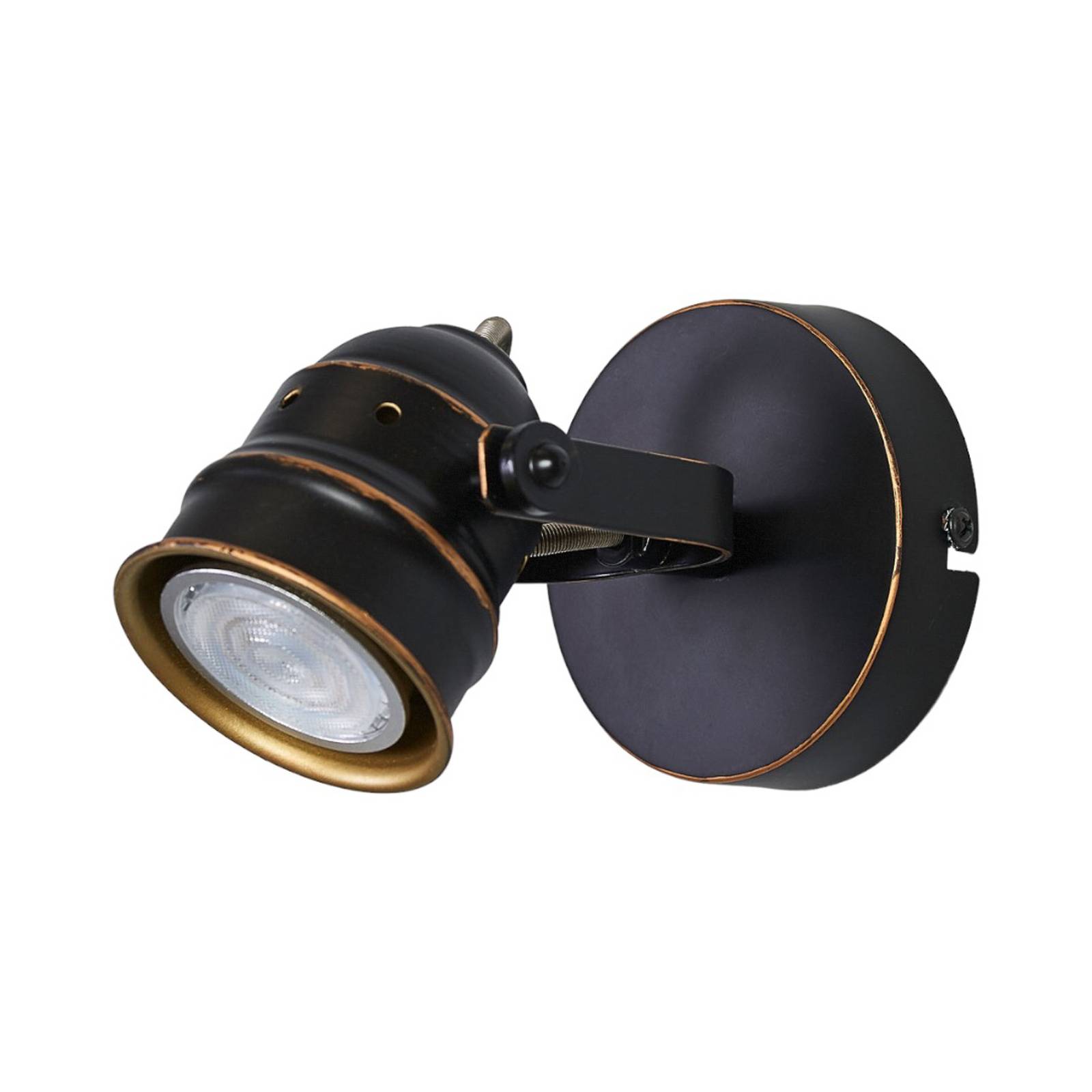 Lindby spot mural Leonor, noir, métal, à 1 lampe, 9,5 cm, Applique ...