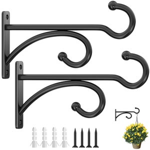 Pack De 2 Ganchos De Pared De Hierro De 25,4 Cm Con Diseño De Pájaro, Resistentes A La Intemperie Y Con Tornillos Incluidos Para Colgar Macetas Y Farolillos