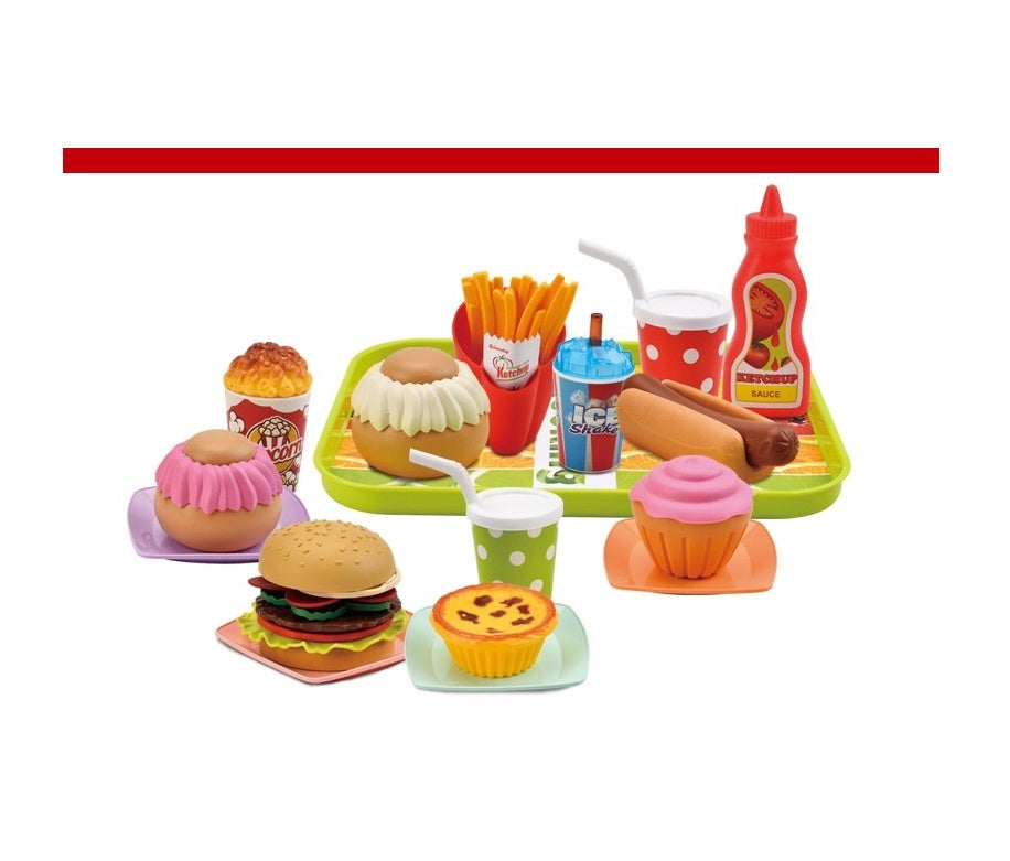 Set De 12 Accessoires Cuisine Enfant Fast-Food – Hamburger, Frites, Hot-Dog, Jouets Dinette Réalistes Pour Enfants 3+ Ans