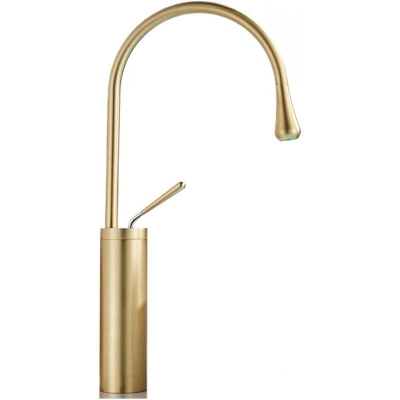 Bateria łazienkowa, bateria umywalkowa jednouchwytowa, ciepła i zimna woda, wys. 48 cm (złoto szczotkowane)