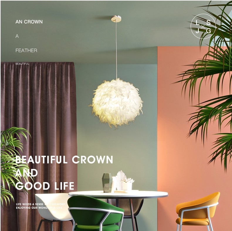 Suspension plume luminaire blanc moderne lustre abat-jour 30cm pour salons chambres d'enfants ampoule non incluse - 6