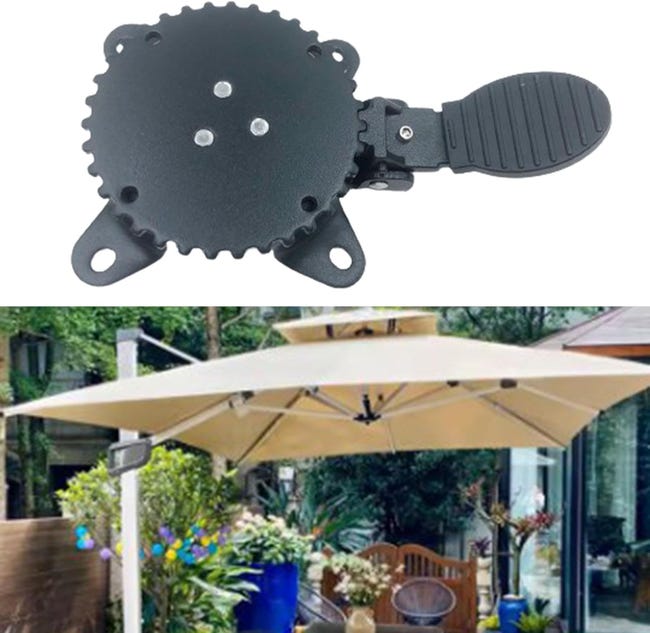 Pied de parasol rotatif à 360°, accessoire de parasol, support de parasol extérieur, support de parasol robuste pour le pied à l'arrière - 2