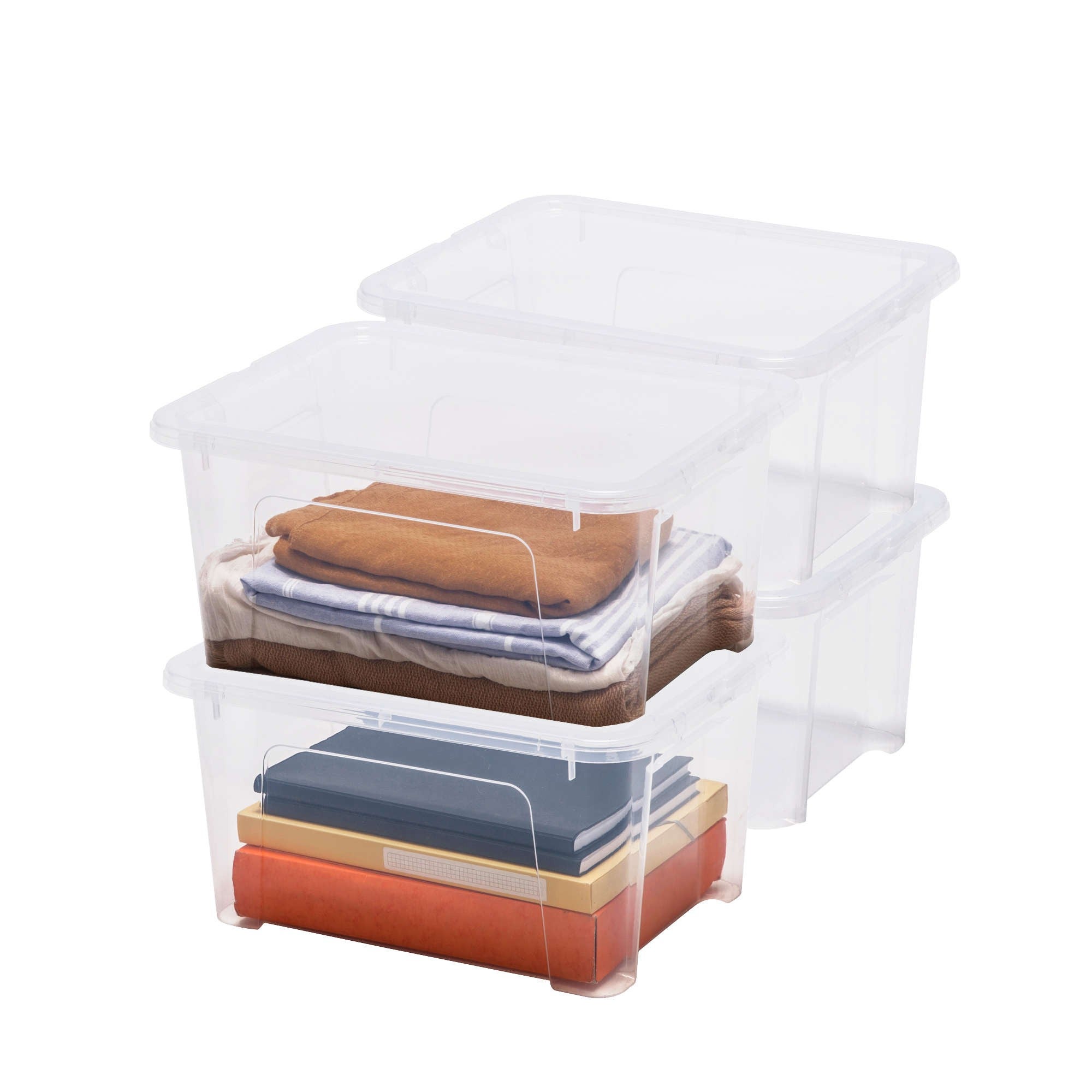 Kerhouze Lot de 4 boîtes de rangement avec couvercle en plastique avec