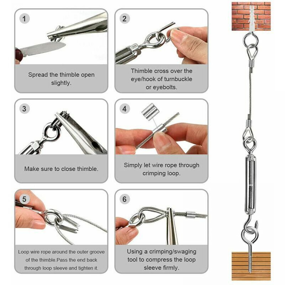 Kit de câble de levage en acier inoxydable 304 de 30 mètres - 3