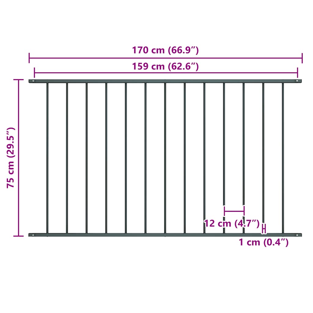 Panneau de clôture Woerden en acier thermolaqué 1,7 x 0,75 m anthracite vidaXL - 3