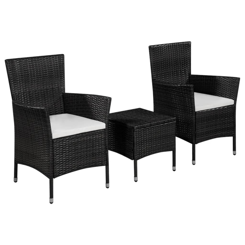 3-cz. zestaw mebli bistro, rattan PE, czarny vidaXL