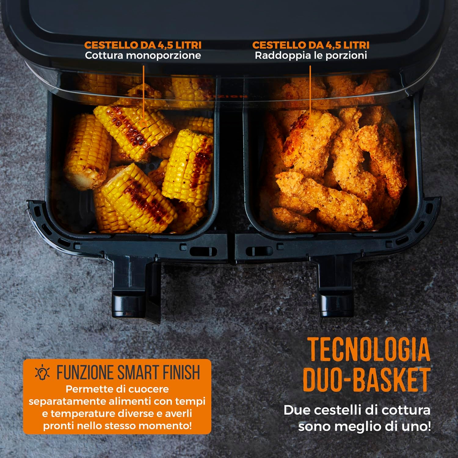Friggitrice Ad Aria Tower Vortx XL Doppia Pila T17190GRP – Pannello Digitale, Capiente - Foto 3