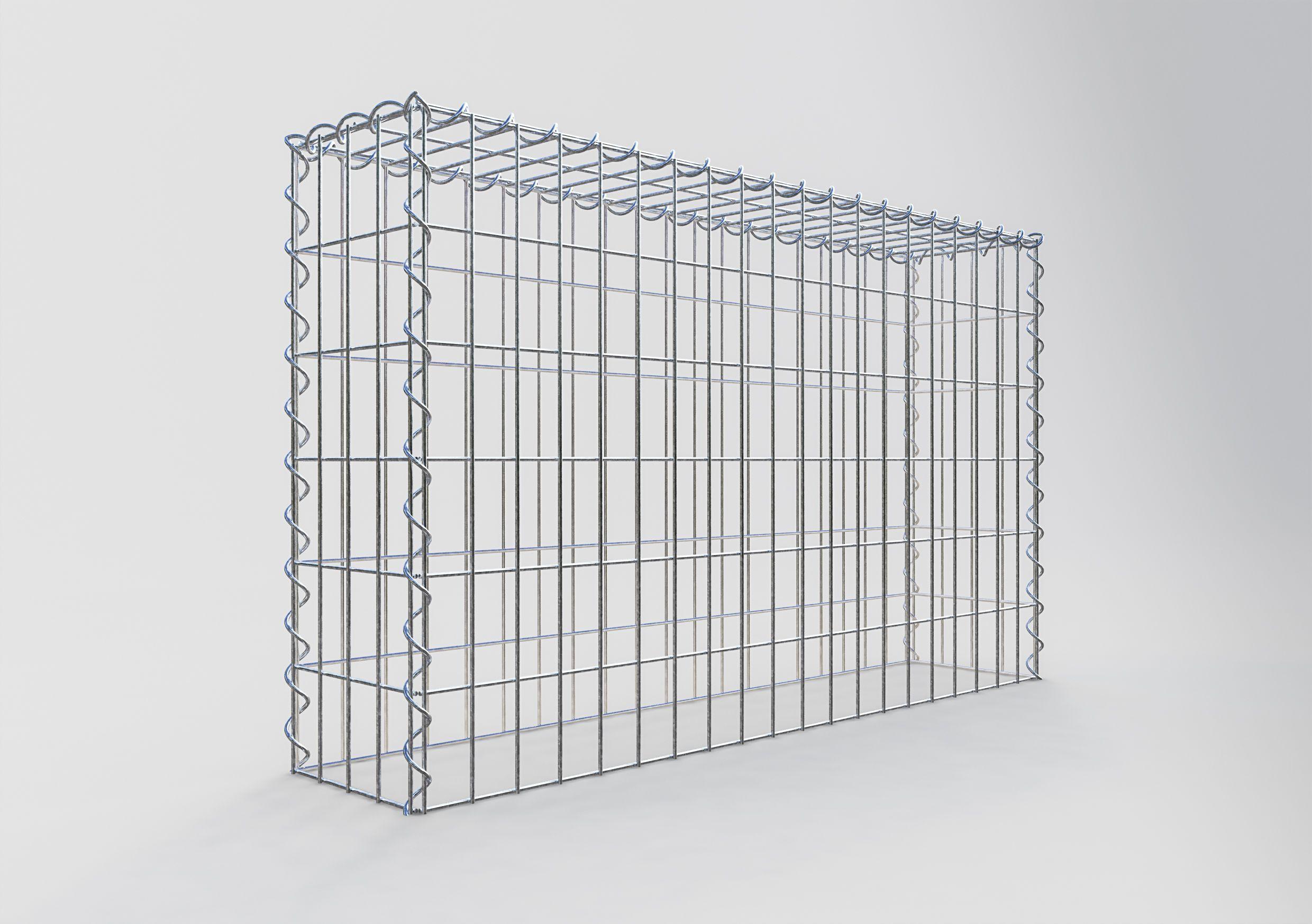 Gabiona - Gavión para apilar en acero galvanizado 100x60x20cm (LxAxP), malla 5 x 10cm, Espiral, sin rejilla inferior - 2