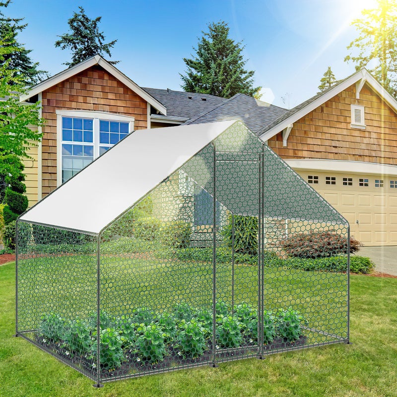 Galinheiro Galinheiro Aço galvanizado com rede com zona coberta com fechadura Galinheiro para pequenos animais 3 x 2 x 2 m 6m² - 8