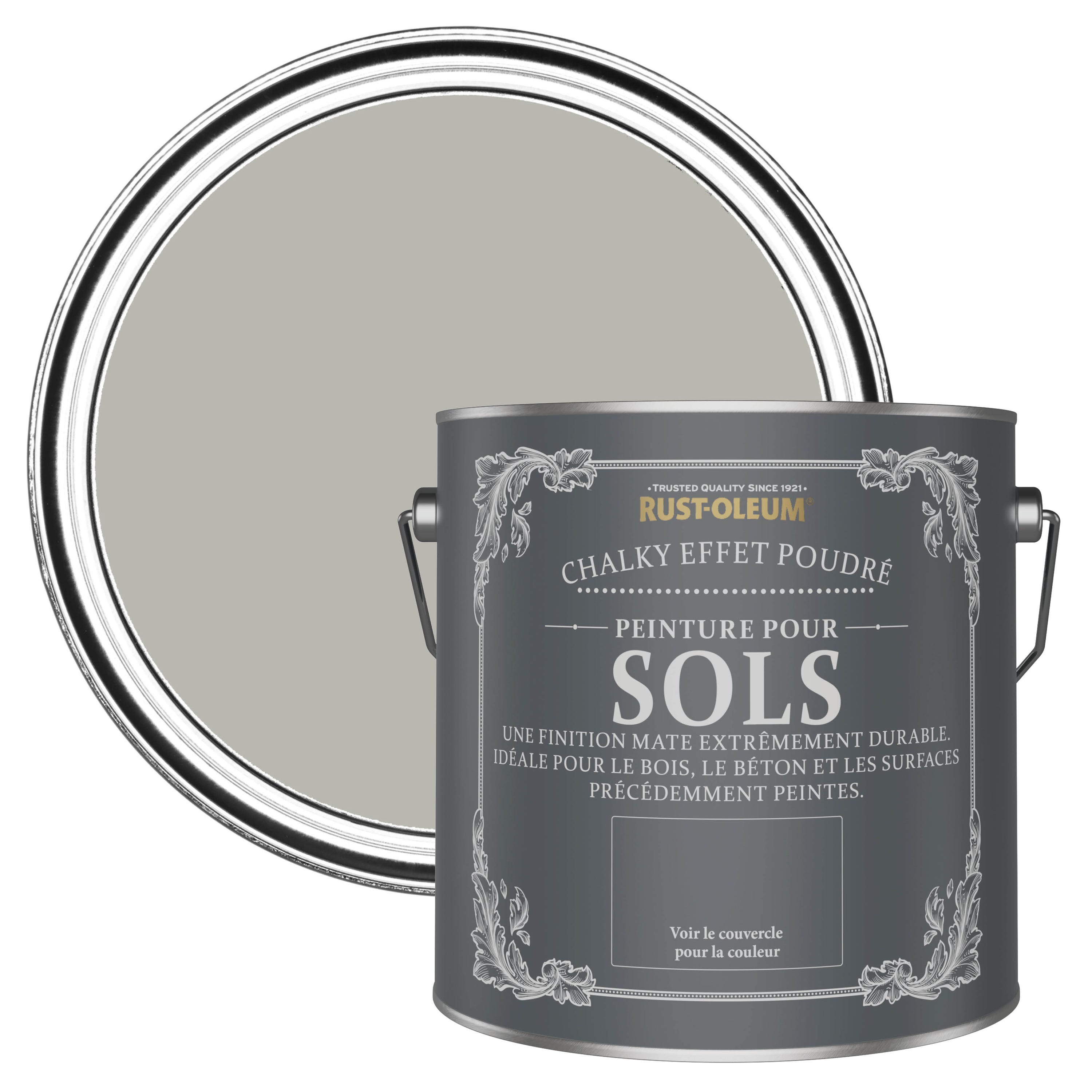 Peinture Grise haute résistance pour Sols Mate Chalky RUST-OLEUM - Grey ...