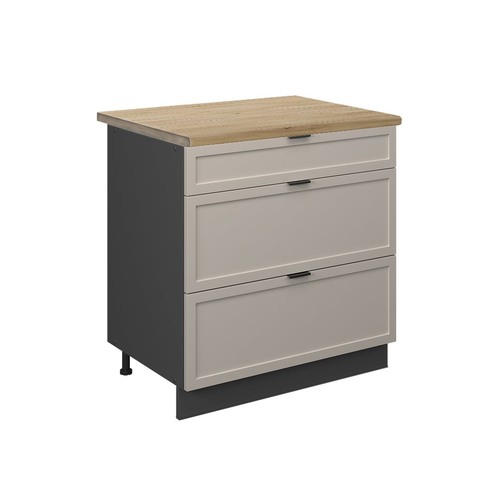 Vicco Szafka dolna do kuchni Fame-Line, GreyBeige, 80 cm z 3 szufladami, BP Dąb