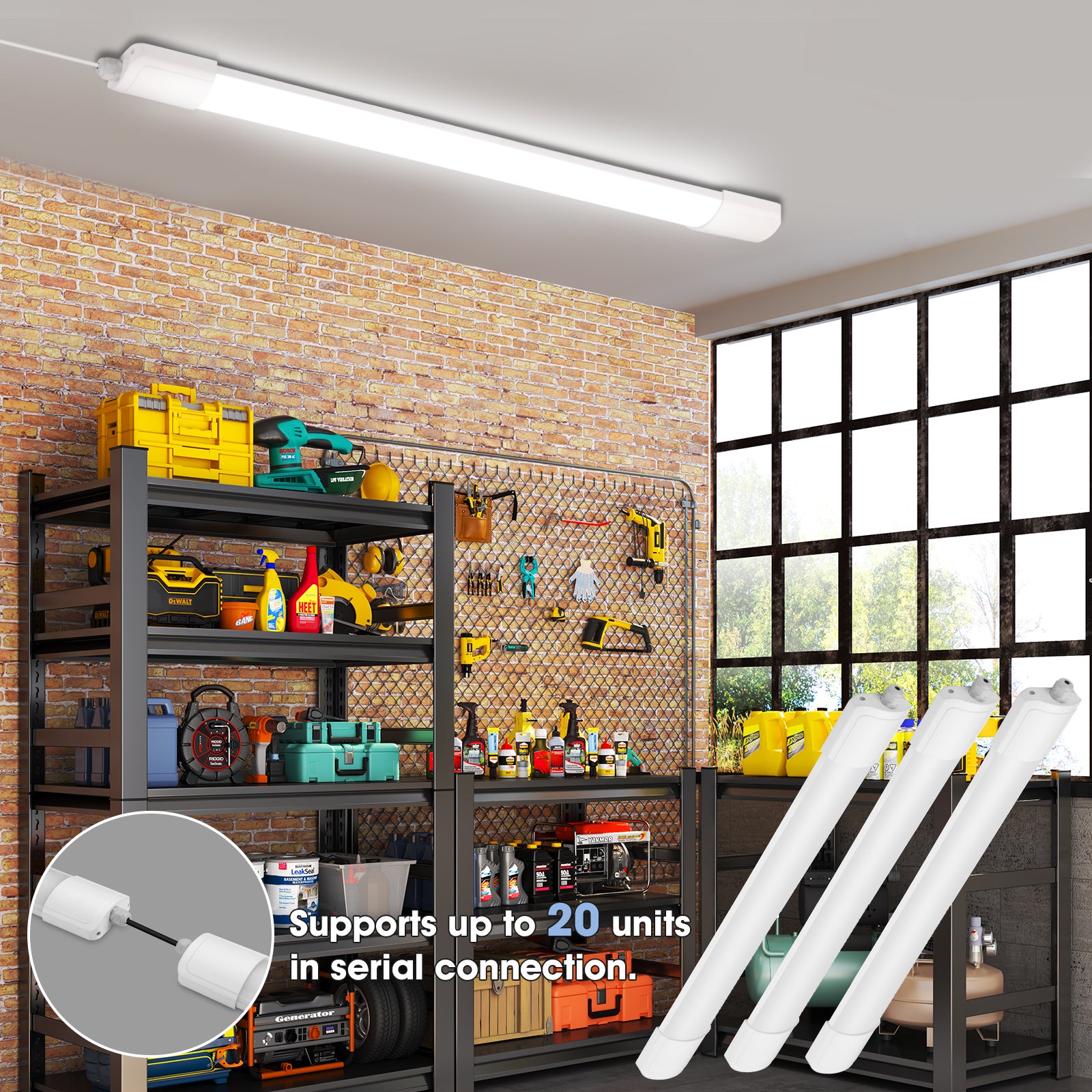 LOVHAUS 3 Sztuki Oprawa Garażowa LED Wodoszczelna 120CM IP65, Oprawa LED 36W 3700LM, Rurka LED 4000K Biały Neutralny Do Piwnicy Biura Fabryki