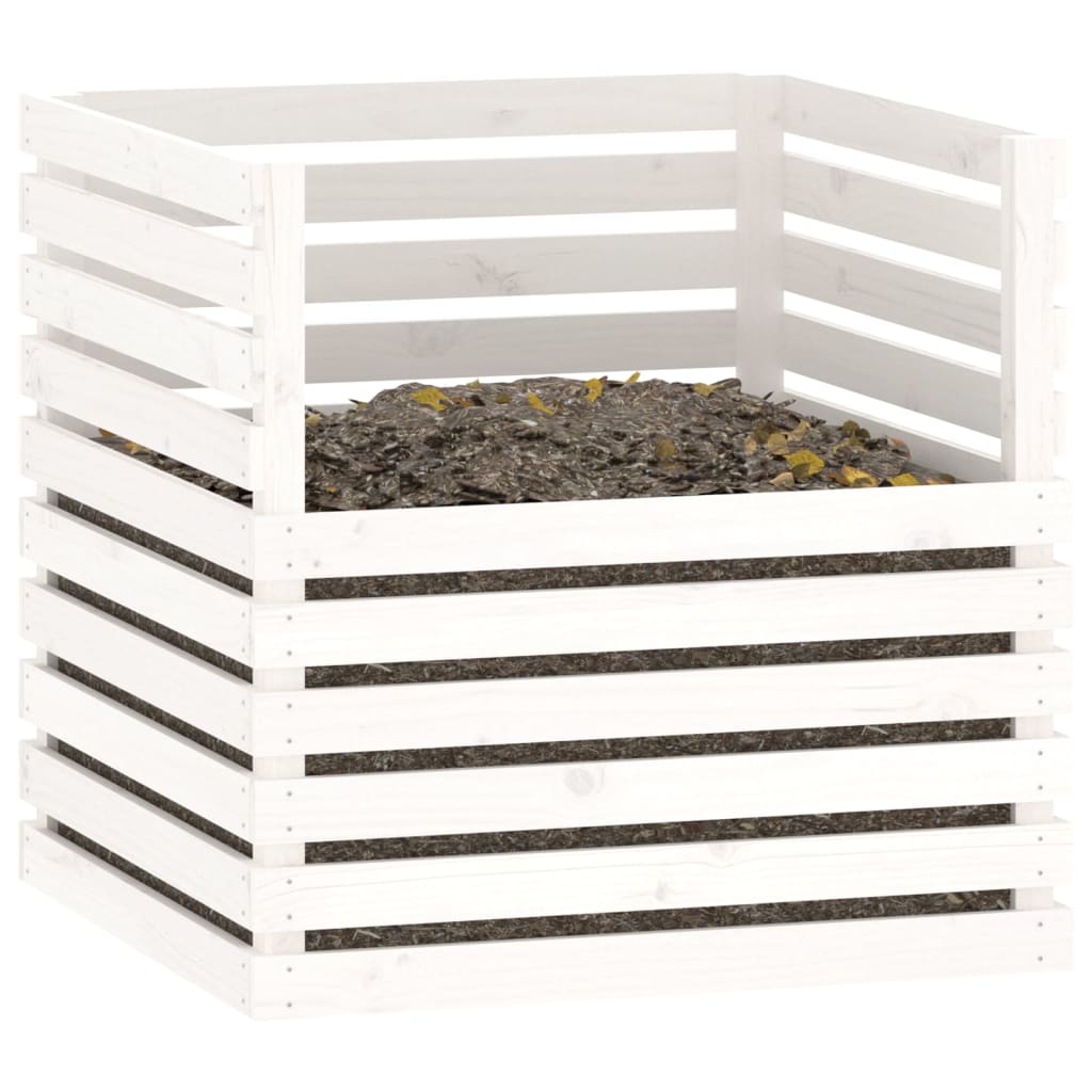 vidaXL Composteur Blanc 80x80x78 cm Bois massif de pin - 4