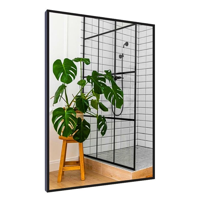 Zdjęcia - Lustro ścienne Lustro 50x60 w Czarnej Ramie Aluminiowej Mat Loft Bez Oświetlenia Loftowe