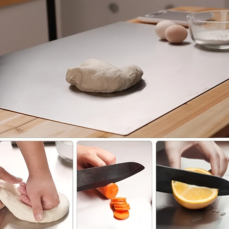 Tagliere da cucina in acciaio inossidabile 304, tagliere, facile da pulire, per stendere l'impasto, preparare i pasti, piano di lavoro - 2