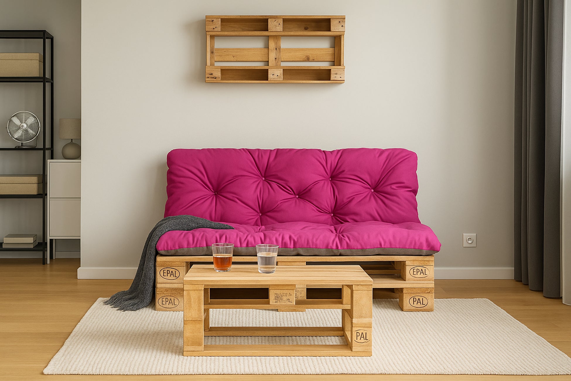 Set Coussins palettes, Assise 120 x 80 et Dossier 120 x 50cm Rosa, coussins canapé / coussin pour palette in / extérieur, SETGARDEN - 5