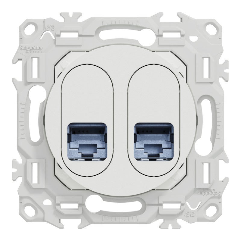 Prise double RJ45 Odace Schneider Electric - Cat.6 - STP - Grade 3TV - Blanc - 2
