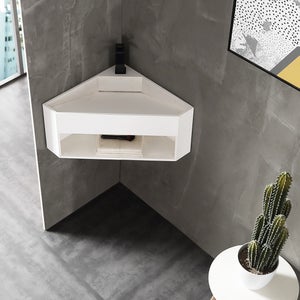 BERNSTEIN - Lave-mains d'angle en fonte minérale TWG70 - blanc mat - 50x50x28 cm