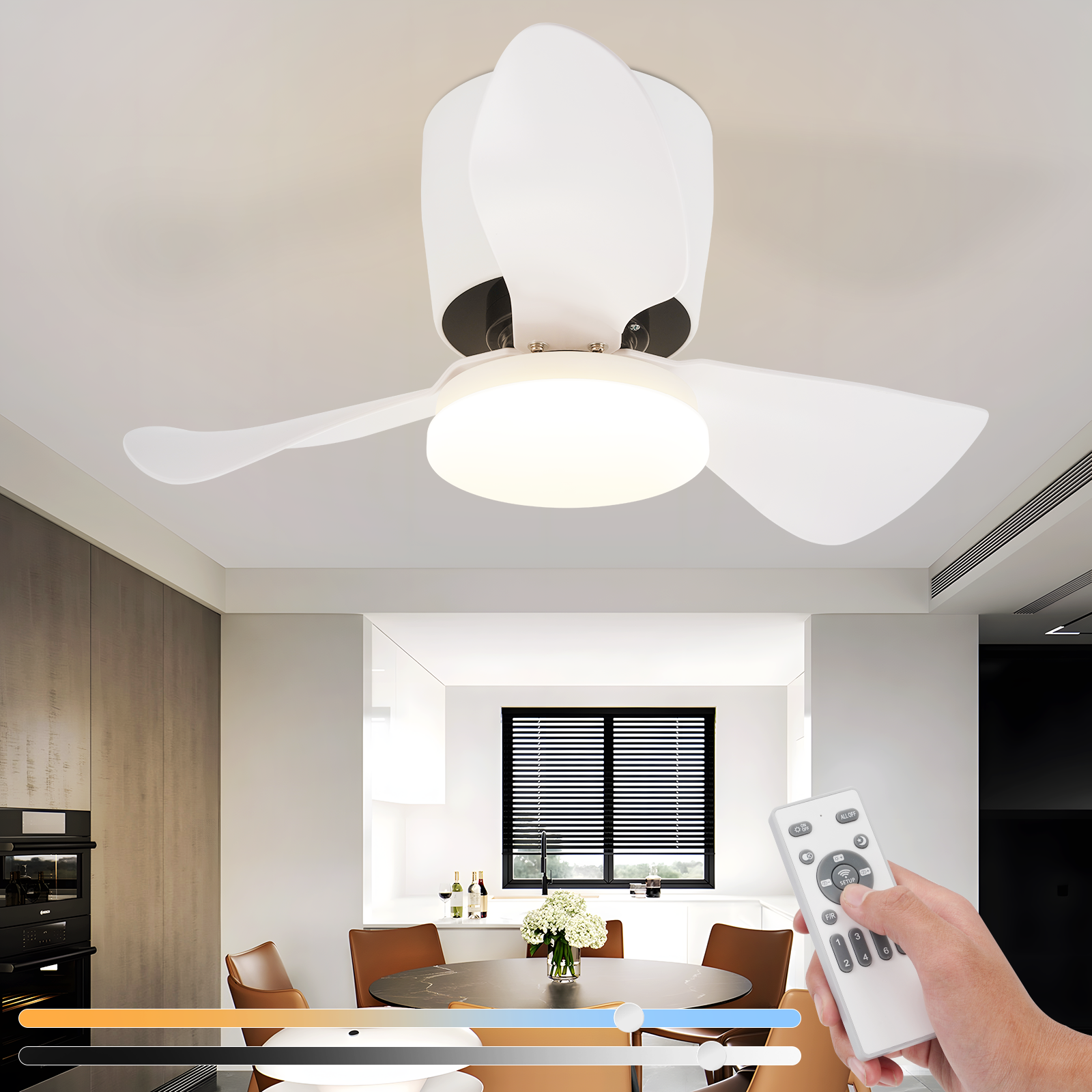 Ventilatore Da Soffitto Con Luce E Telecomando - 6 Pale, Design Moderno, Silenzioso, Timer, E27