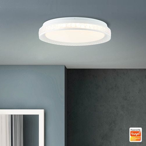 Brilliant Rhea LED lampa sufitowa 35x35cm czarny/drewno, drewno/metal/plastik, 1x zintegrowana dioda LED, 24W, (strumień świetlny: 2700lm, barwa świat - 2