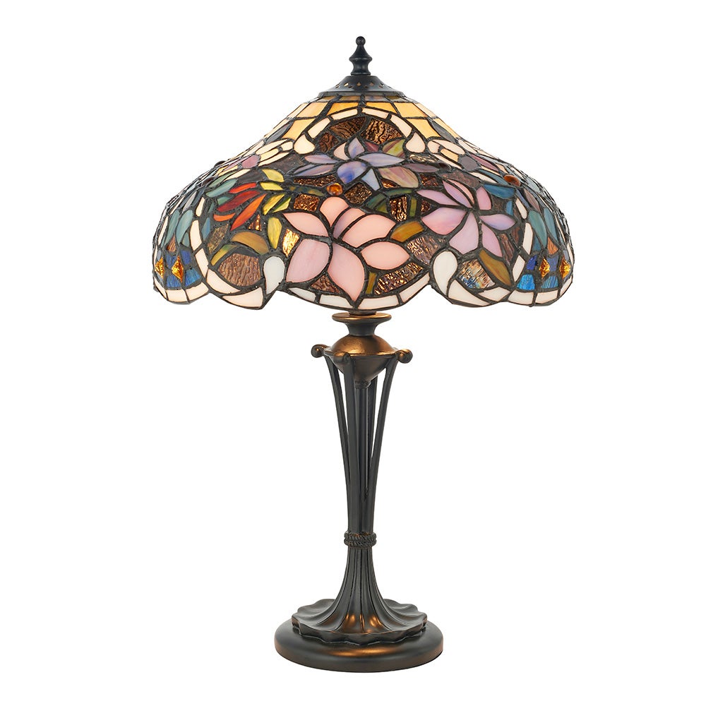 Lampa stołowa kwiaty SULLIVAN brązowa 2xE14x15W szkło wym:45x30x30cm IP20 Tiffany