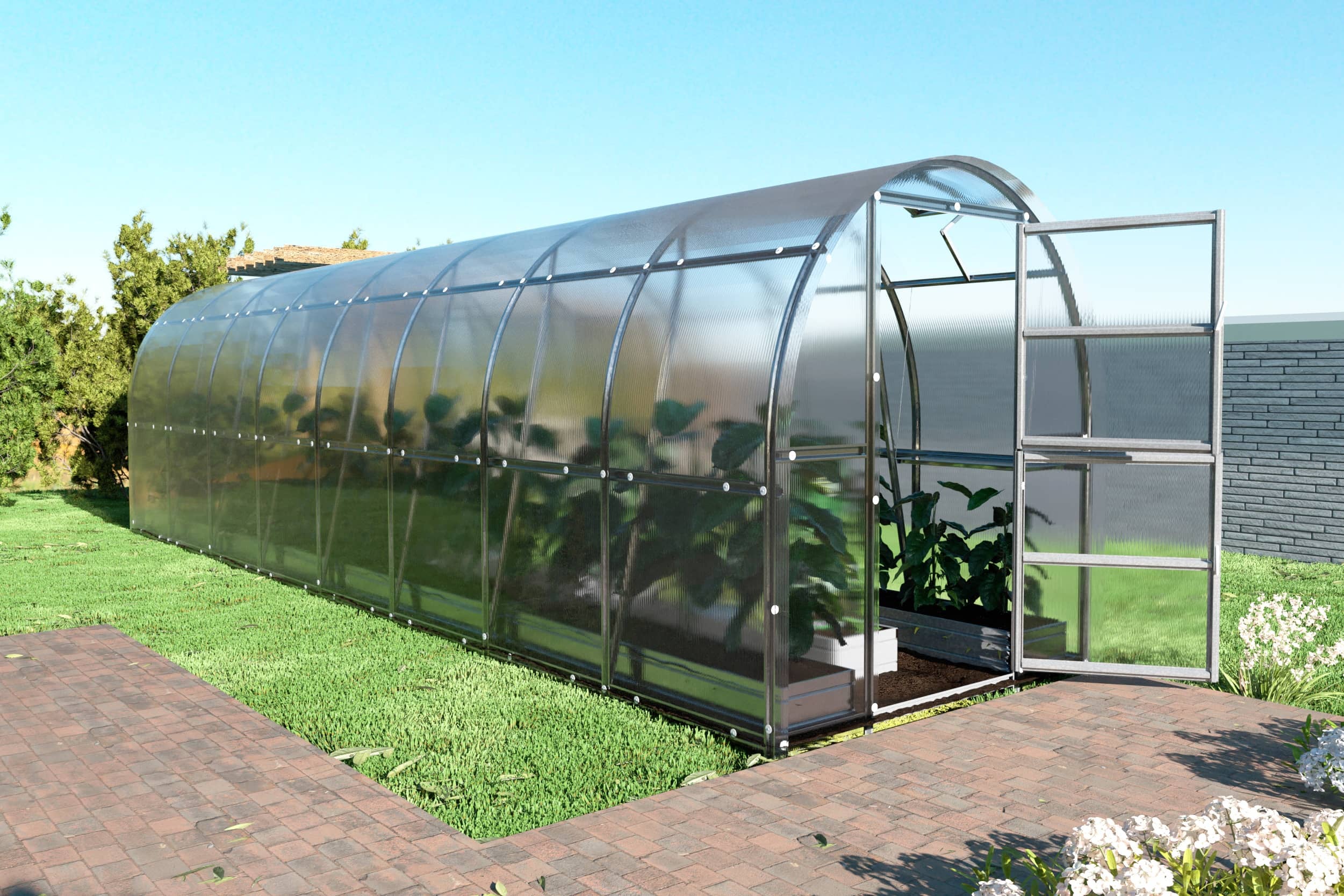 Szklarnia KLASIKA SLIM 2 x 8 m (16 m²), 4 mm z powłoką z poliwęglanu 1szt.