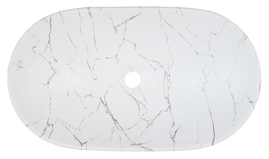 Umywalka nablatowa LENA 61,5 cm biała matowa ceramika owalna