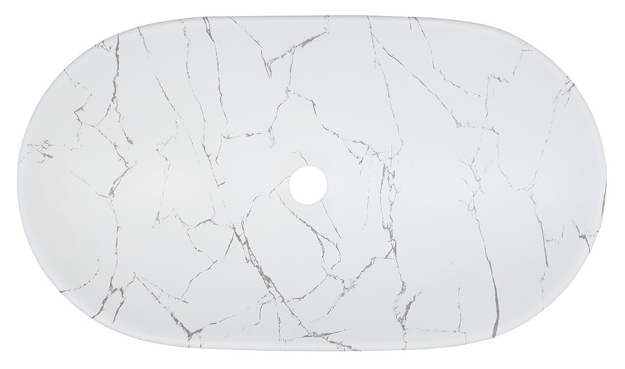 Umywalka nablatowa LENA 61,5 cm biała matowa ceramika owalna