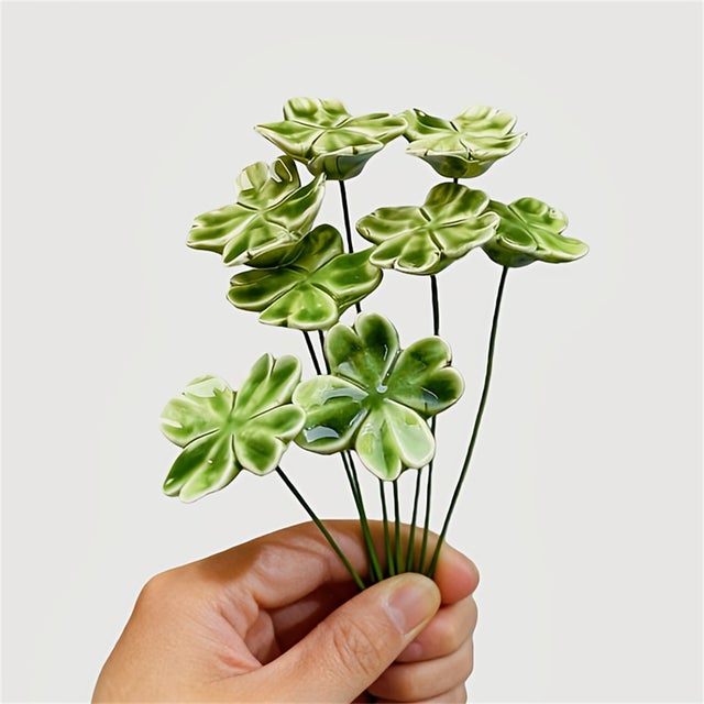 BEXTCOK Lot de 8 fleurs en porcelaine faites à la main, roses en céramique, fleurs stabilisées décoratives, décorations pour la maison, mariages fêtes