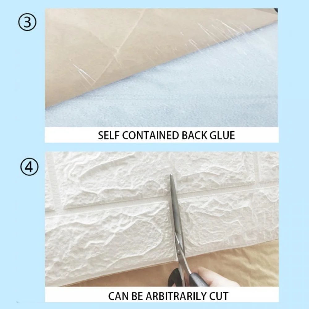 10 piezas de paneles de pared autoadhesivos 3D de 35x38 cm, papel pintado de pared DIY, adecuado para cocina, dormitorio, sala de estar, negro - 6