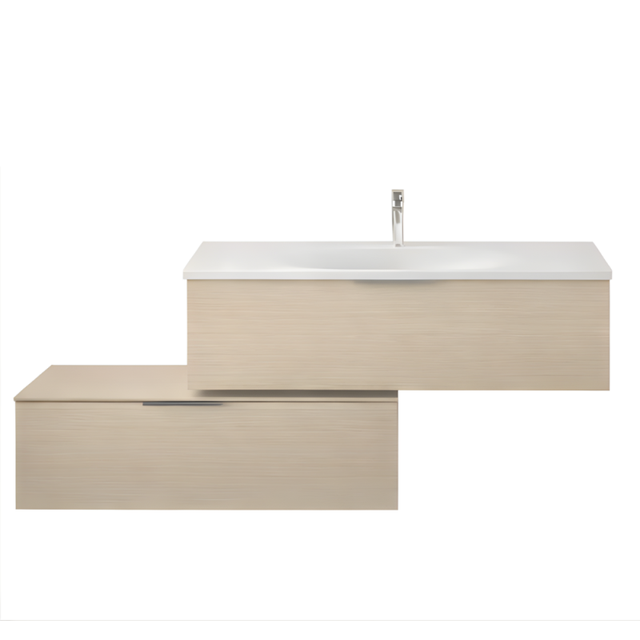 Meuble vasque 90 cm BURGBAD Olena en décalé chêne