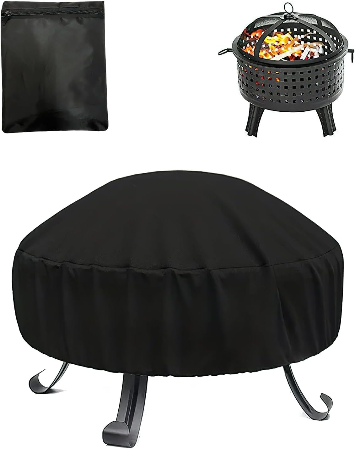 Pokrowce na palenisko, wodoodporna i trwała osłona ochronna wykonana z tkaniny Oxford 420D, do tarasu i ogrodu, Ø72 x 40 cm